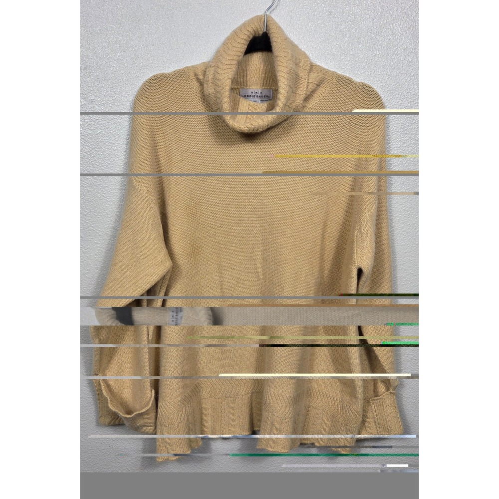 AKA Eddie Bauer Lambswool Angora Cowl Neck Sweater L Soft Yellow